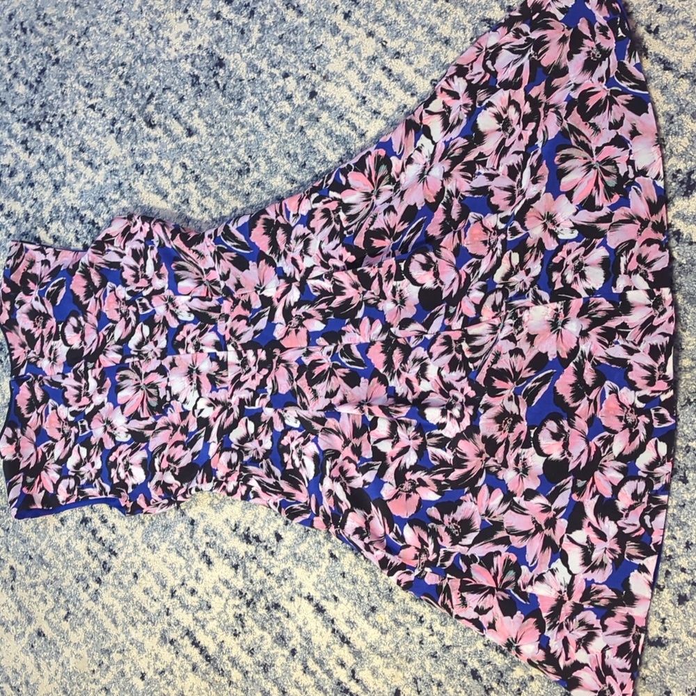 J Crew 2 silk dress floral pink blue midi length zip in back sleeveless pleated - Picture 14 of 16